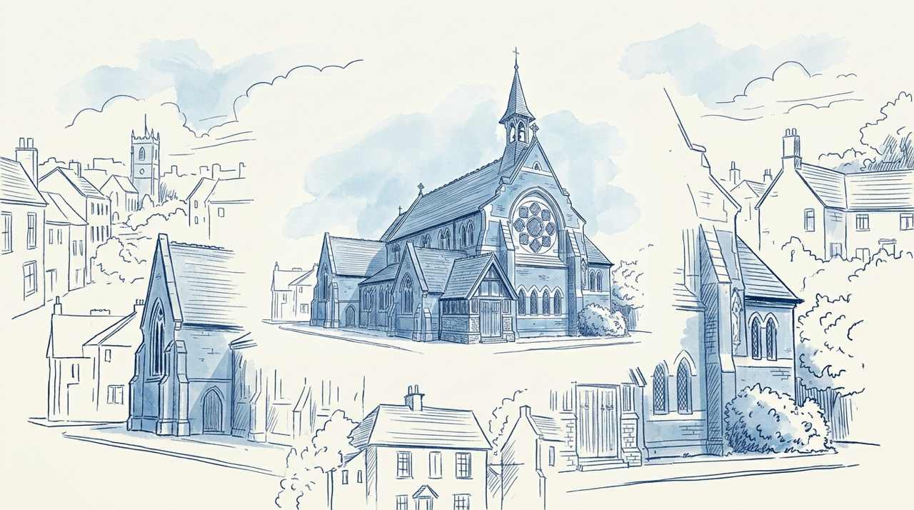 church drawing Warwick book club
